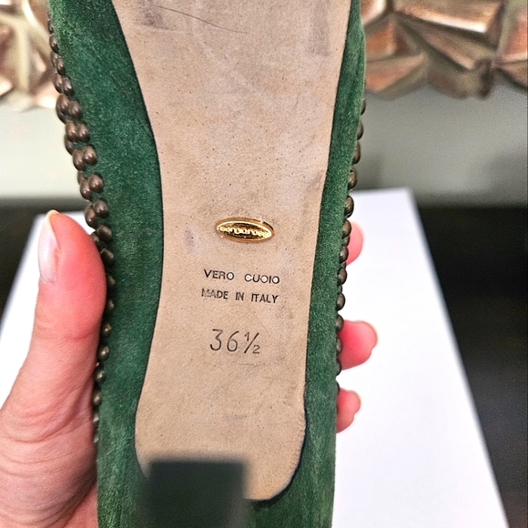 Sergio Rossi green suede studded platform heels pumps, 36 1/2 - Picture 4 of 9